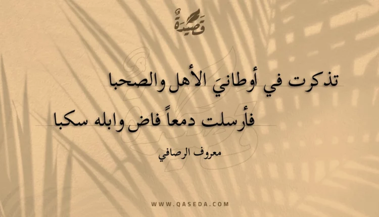 قصيدة تذكرت في أوطاني الأهل والصحبا
