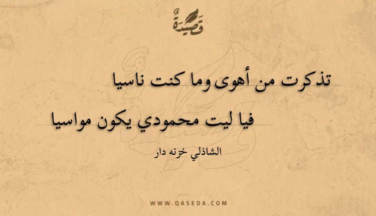 قصيدة تذكرت من أهوى وما كنت ناسيا