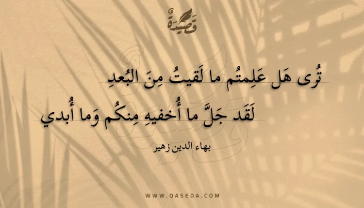 قصيدة ترى هل علمتم ما لقيت من البعد