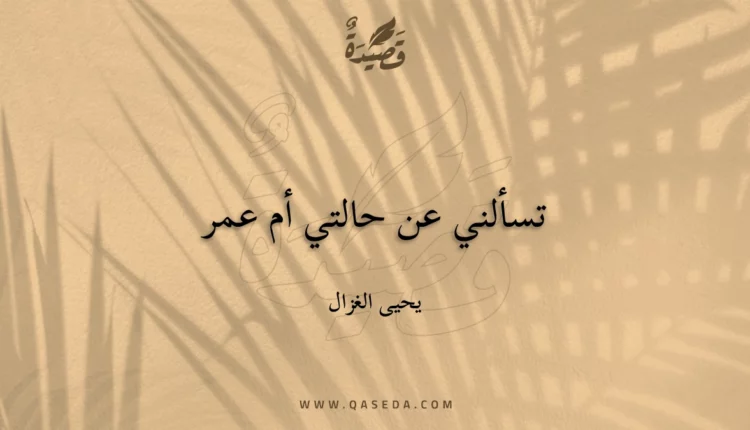 قصيدة تسألني عن حالتي أم عمر