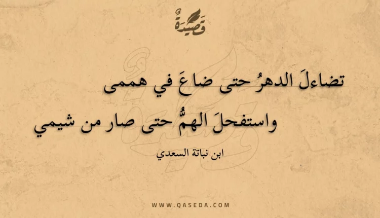 قصيدة تضاءل الدهر حتى ضاع في هممى