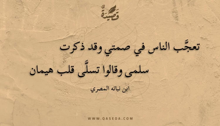 قصيدة تعجب الناس في صمتي وقد ذكرت