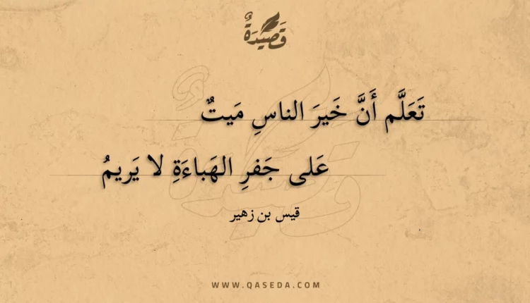 قصيدة تعلم أن خير الناس ميت