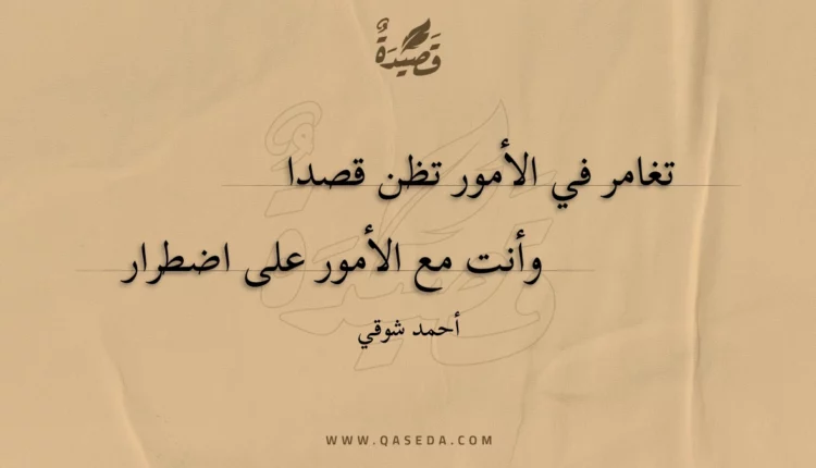 قصيدة تغامر في الأمور تظن قصدا