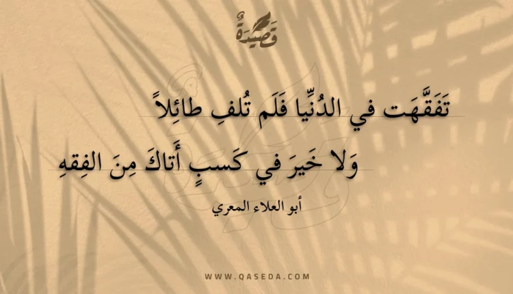 قصيدة تفقهت في الدنيا فلم تلف طائلا