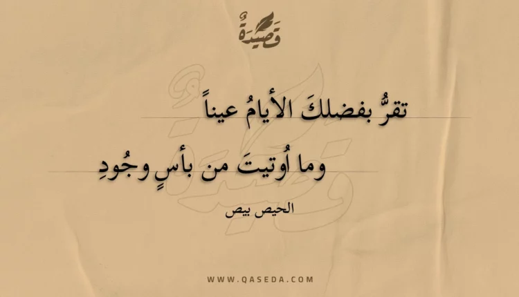 قصيدة تقر بفضلك الأيام عينا