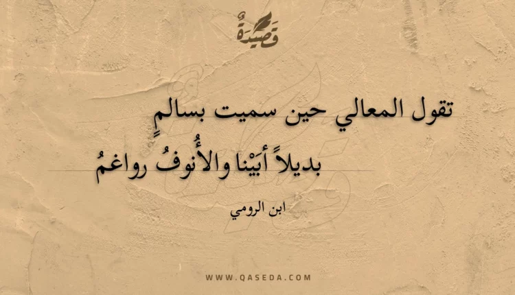 قصيدة تقول المعالي حين سميت بسالم