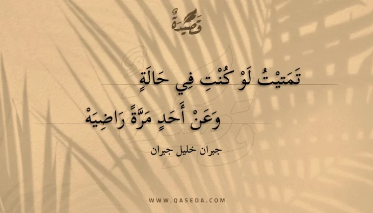 قصيدة تمنيت لو آنت في حالة