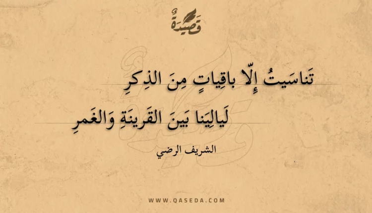 قصيدة تناسيت إلا باقيات من الذكر