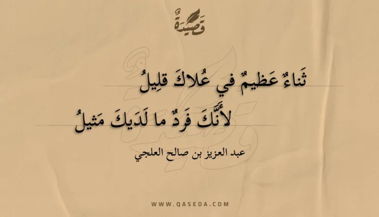 قصيدة ثناء عظيم في علاك قليل