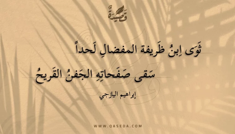 قصيدة ثوى ابن ظريفة المفضال لحدا