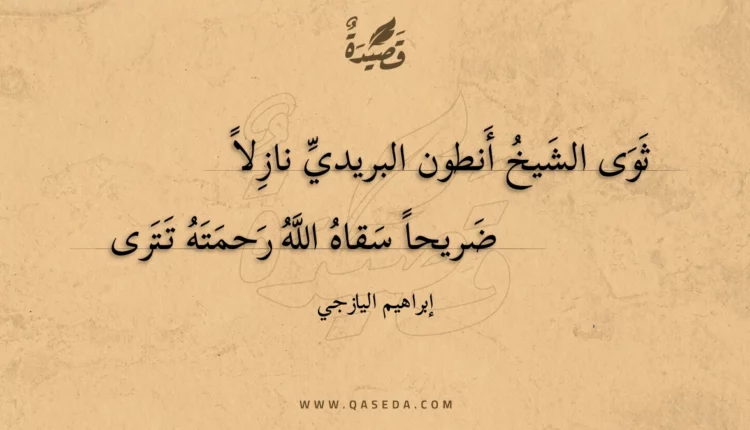 قصيدة ثوى الشيخ أنطون البريدي نازلا