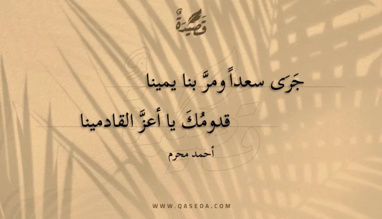 قصيدة جرى سعدا ومر بنا يمينا