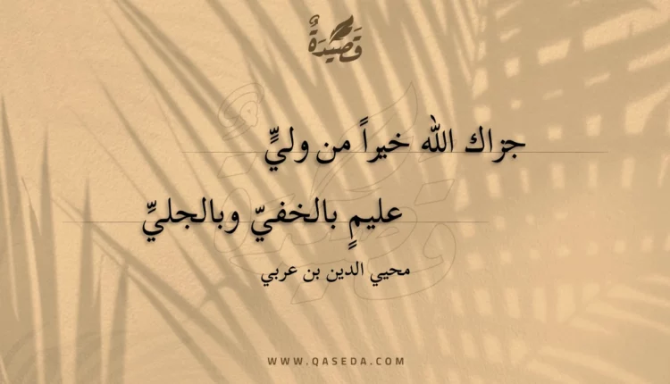 قصيدة جزاك الله خيراً من ولي