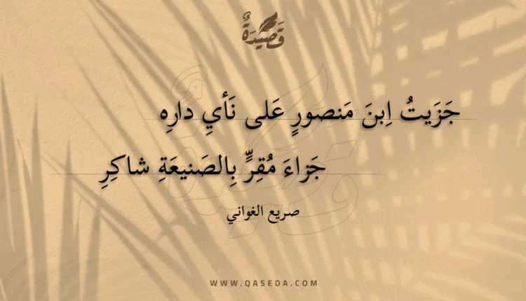 قصيدة جزيت ابن منصور على نأي داره