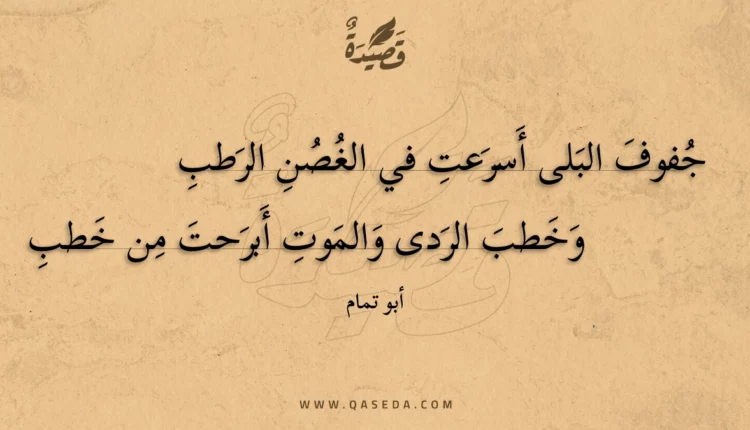 قصيدة جفوف البلى أسرعت في الغصن الرطب