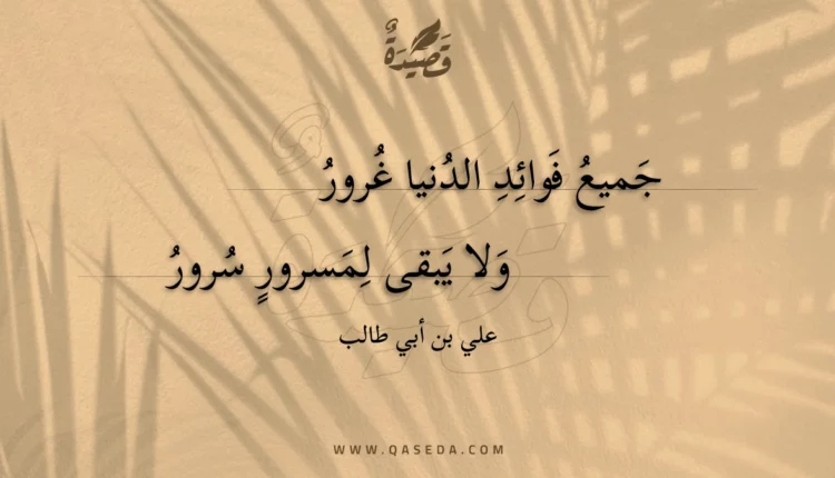 قصيدة جميع فوائد الدنيا غرور