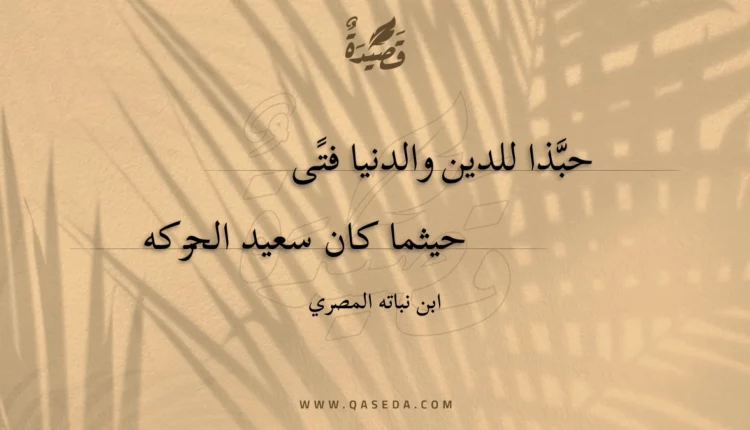 قصيدة حبذا للدين والدنيا فتى