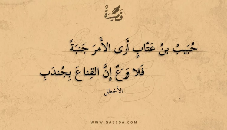 قصيدة حبيب بن عتاب أرى الأمر جنبة