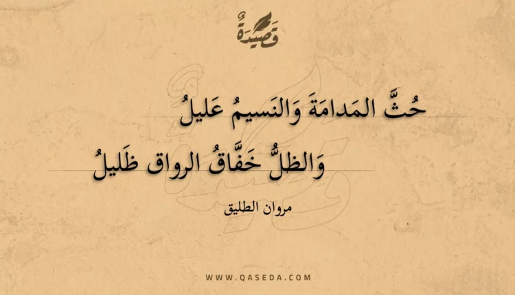 قصيدة حث المدامة والنسيم عليل