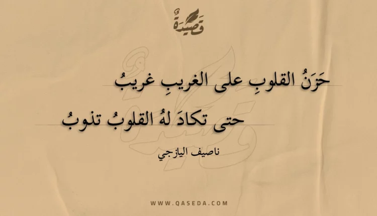 قصيدة حزن القلوب على الغريب غريب