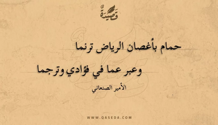 قصيدة حمام بأغصان الرياض ترنما