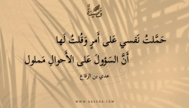 قصيدة حملت نفسي على أمر وقلت لها
