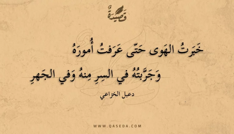 قصيدة خبرت الهوى حتى عرفت أموره