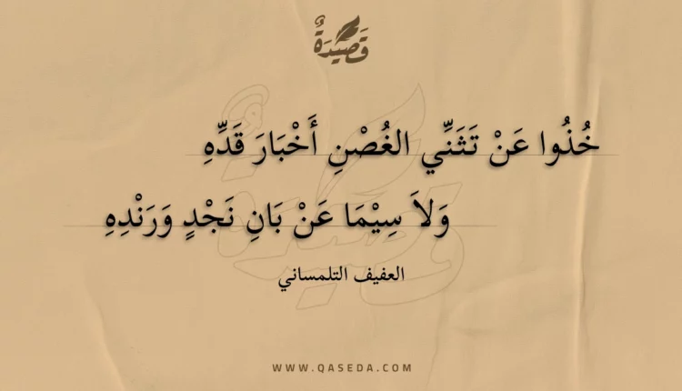 قصيدة خذوا عن تثني الغصن أخبار قده