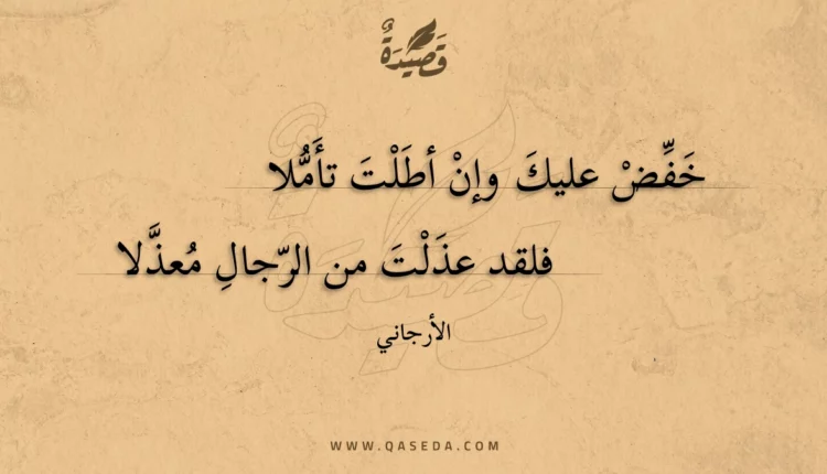 قصيدة خفض عليك وإن أطلت تأملا