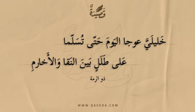 قصيدة خليلي عوجا اليوم حتى تسلما