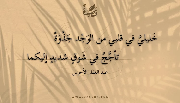 قصيدة خليلي في قلبي من الوجد جذوة