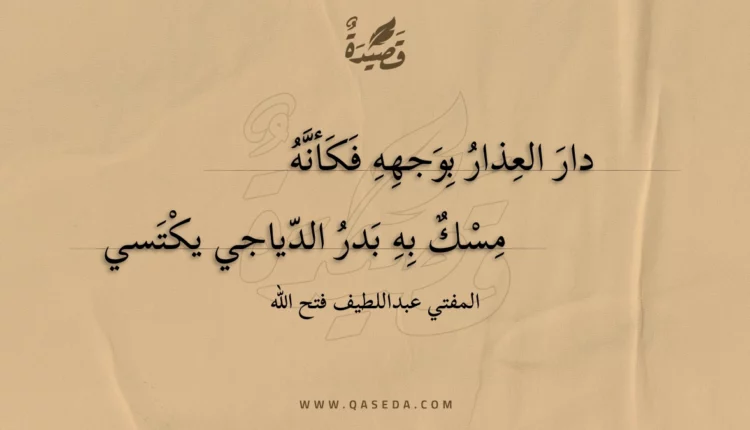 قصيدة دار العذار بوجهه فكأنه