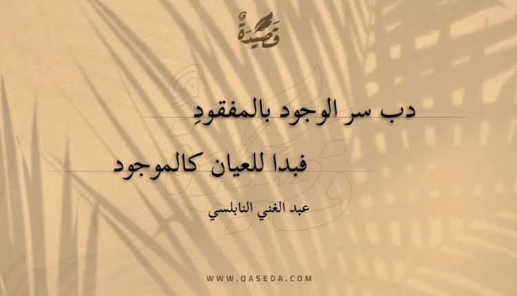 قصيدة دب سر الوجود بالمفقود