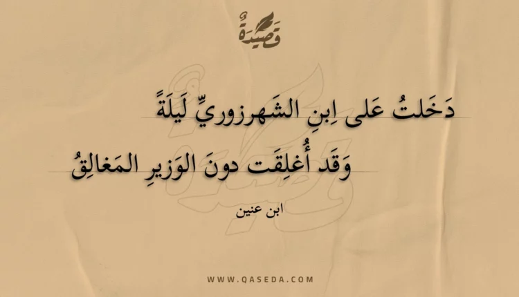 قصيدة دخلت على ابن الشهرزوري ليلة