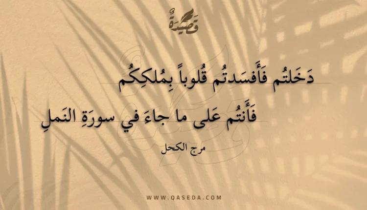 قصيدة دخلتم فأفسدتم قلوبا بملككم