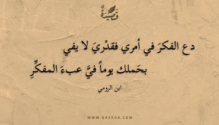 قصيدة دع الفكر في أمري فقدري لا يفي
