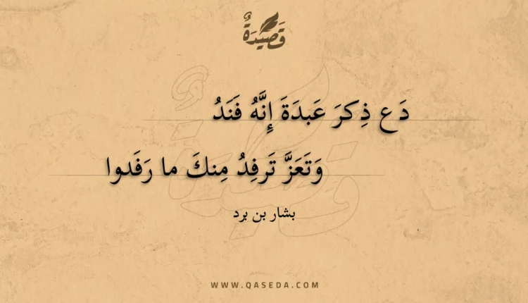 قصيدة دع ذكر عبدة إنه فند