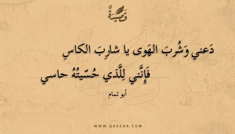 قصيدة دعني وشرب الهوى يا شارب الكاس