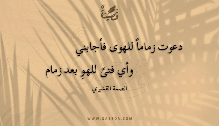 قصيدة دعوت زماما للهوى فأجابني