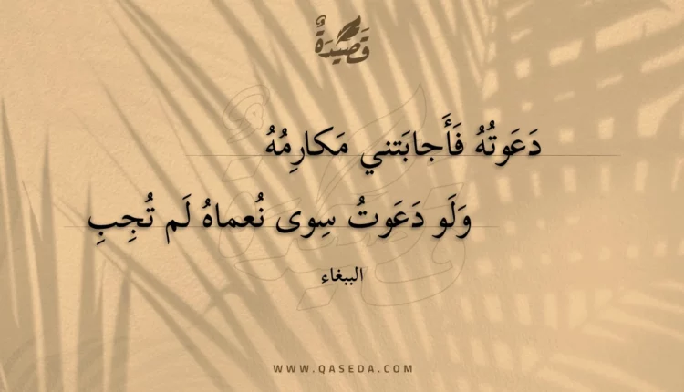 قصيدة دعوته فأجابتني مكارمه