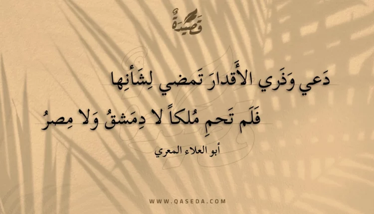 قصيدة دعي وذري الأقدار تمضي لشأنها