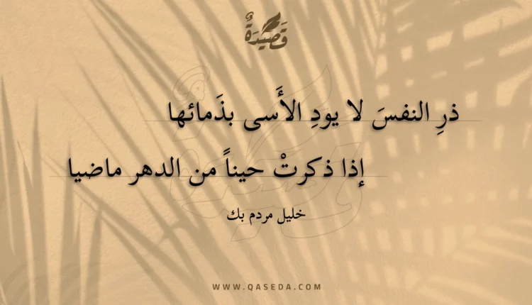 قصيدة ذر النفس لا يود الأسى بذمائها