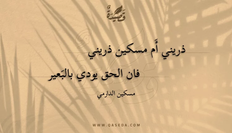 قصيدة ذريني أَم مسكين ذريني