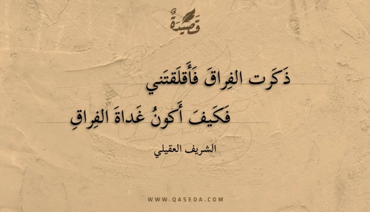 قصيدة ذكرت الفراق فأقلقتني