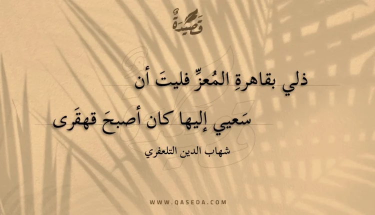 قصيدة ذلي بقاهرة المعز فليت أن