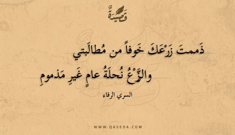 قصيدة ذممت زرعك خوفا من مطالبتي