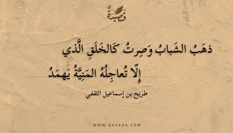 قصيدة ذهب الشباب وصرت كالخلق الذي