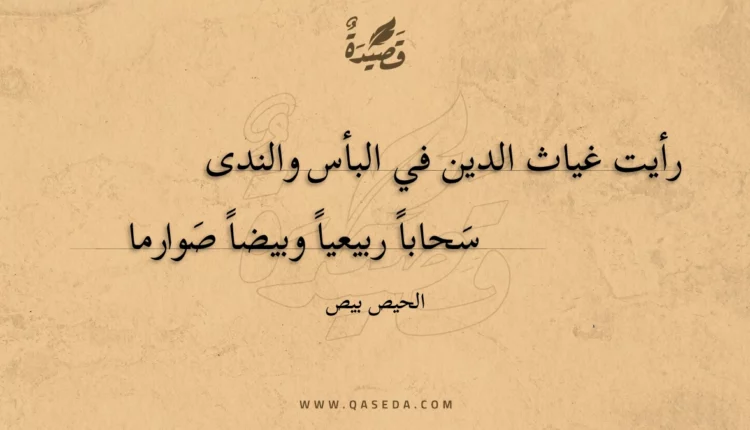قصيدة رأيت غياث الدين في البأس والندى