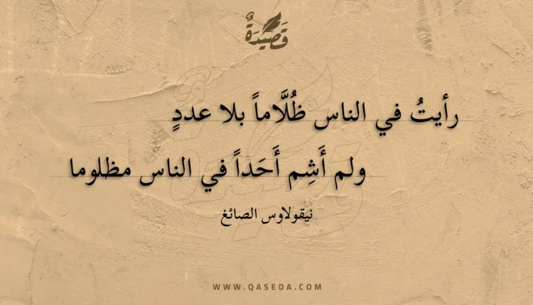 قصيدة رأيت في الناس ظلاما بلا عدد